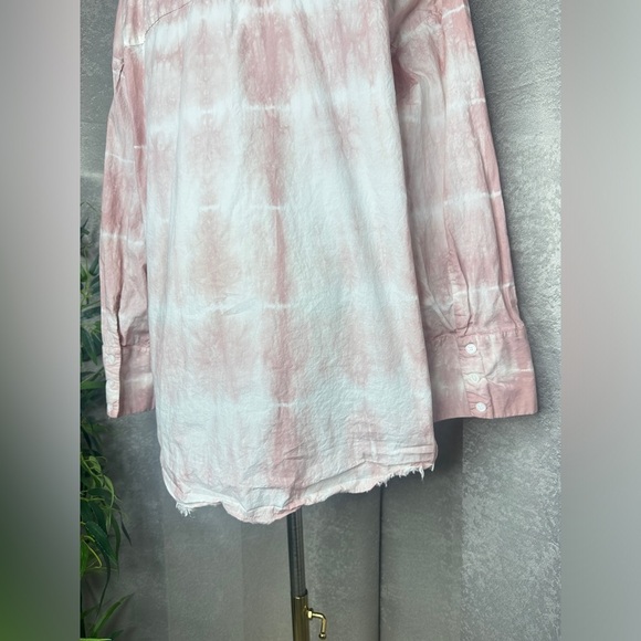 Zara Women’s Tie Dye Oversized Long-Sleeve Button Down Shirt Pink & White S - Picture 6 of 11